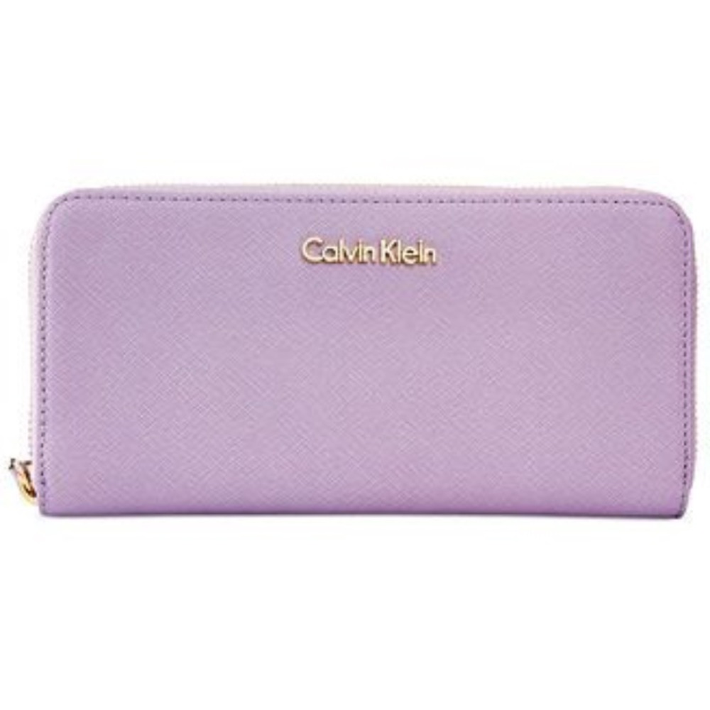 Calvin Klein Lavender zip around wallet gold insde